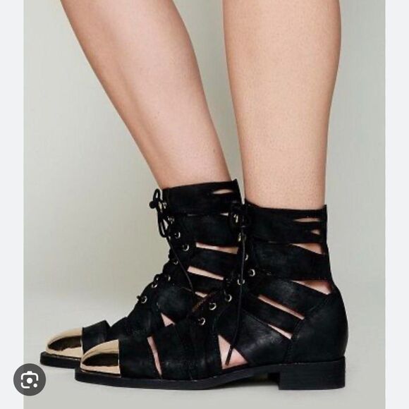 Jeffrey Campbell Slashd Cap Black Chrome Sandal Boots - Picture 9 of 9